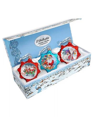 G.DeBrekht Santa Glass Ornament - Set of 3