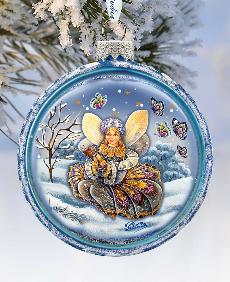 G.DeBrekht Fairy Girl Red Ball Hand Painted Glass Ornament