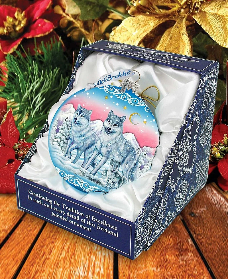 G.DeBrekht Limited Edition Oversized Guardian of Spirituality Wolves Glass Ball Ornament