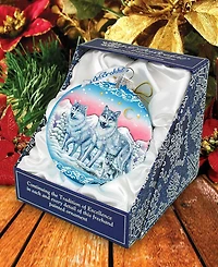 G.DeBrekht Limited Edition Oversized Guardian of Spirituality Wolves Glass Ball Ornament