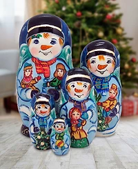 G.DeBrekht Mr. Snowman 5 Piece Russian Matryoshka Nested Doll Set