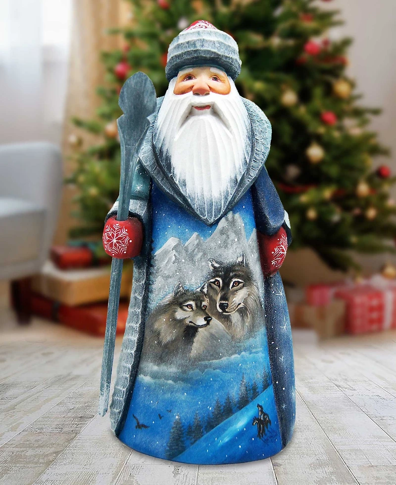 G.DeBrekht Woodcarved Hand Painted Nutcracker Santa Figurine