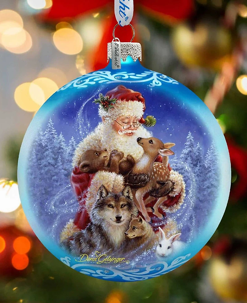 G.DeBrekht Santa Little Friends Glass Ornament by Dona Gelsinger