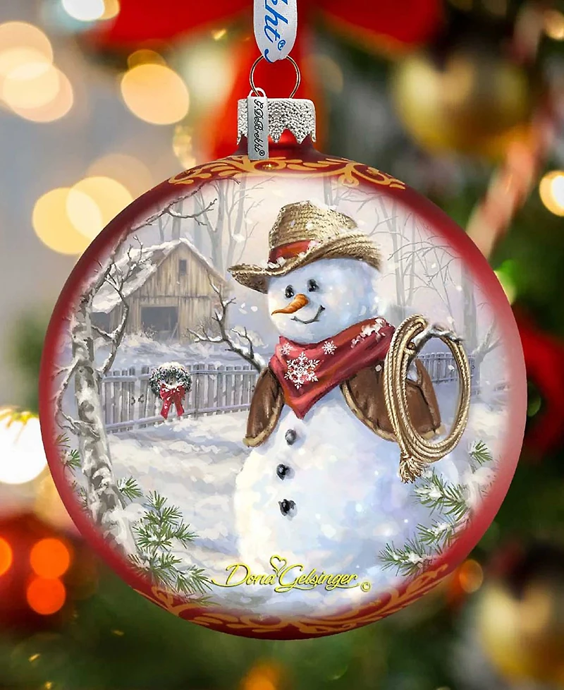 G.DeBrekht Cowboy Snowman Glass Ornament 2 by Dona Gelsinger