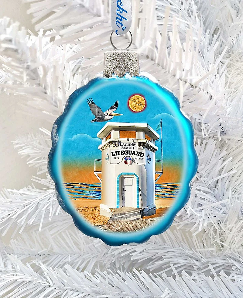 G.DeBrekht Laguna Beach Tower Hand Painted Glass Ornament