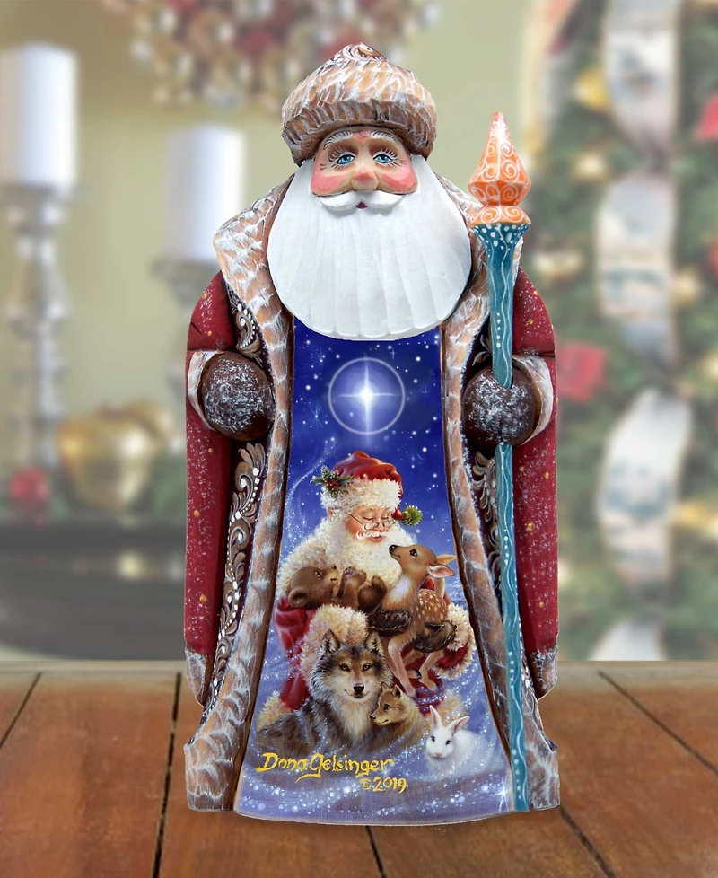 G.DeBrekht Woodcarved Hand Painted Santa Little Friends Figurine