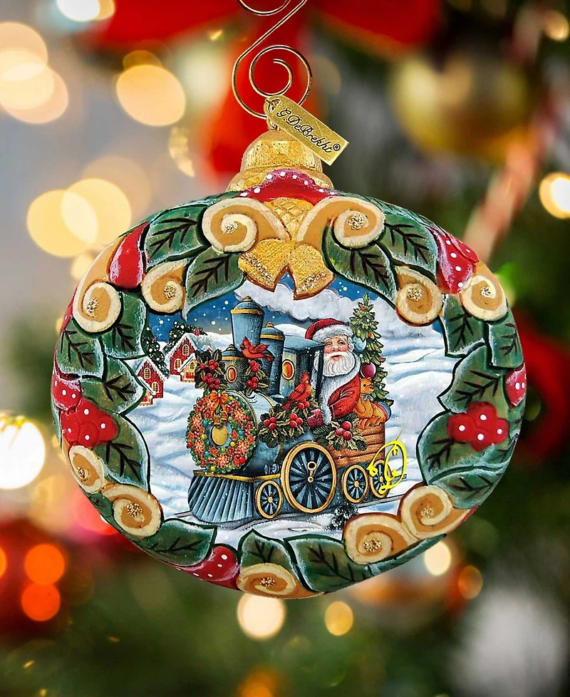 G.DeBrekht Santa Express Wreath Sculpted Hand, Painted Christmas Ornament