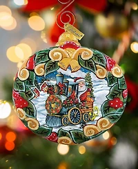 G.DeBrekht Santa Express Wreath Sculpted Hand, Painted Christmas Ornament