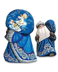 G.DeBrekht Woodcarved Hand Painted Raising Star Santa Figurine