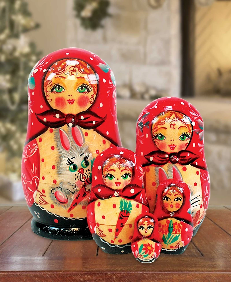 G.DeBrekht 5 Piece Bunny Russian Matryoshka Nested Doll Set