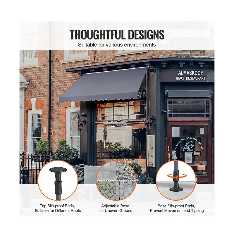 Sugift 138 x 47 in Retractable Patio Awning Sunshade Shelter Manual Crank Adjustable Height