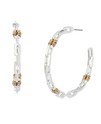 Robert Lee Morris Soho Two-Tone Paper Clip Frozen Chain Large Hoop Earrings