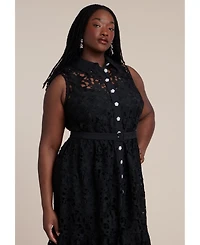 Eloquii Women's Lace Dress With Buttons and Collar