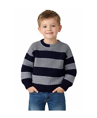 MeMoi Toddler Boys 2-Tone Striped Cotton Rich Knit Pullover Sweater
