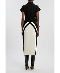 Karen Millen Women's Colour Block Pencil Midi Skirt