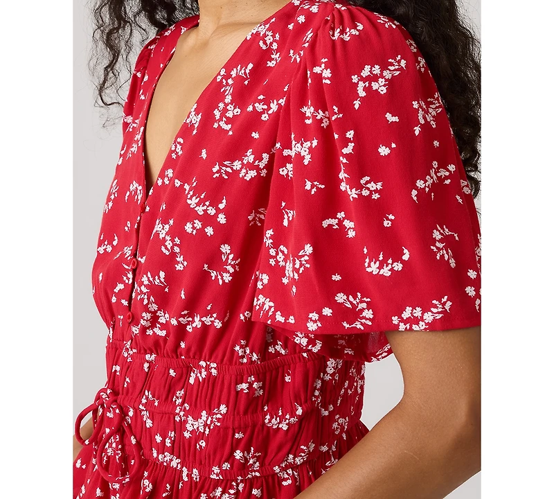 Levi's Women's V-Neck Floral-Print Short-Sleeve Blouse