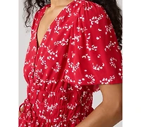 Levi's Women's V-Neck Floral-Print Short-Sleeve Blouse