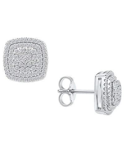 Diamond Square Cluster Stud Earrings (1/2 ct. t.w.) in Sterling Silver
