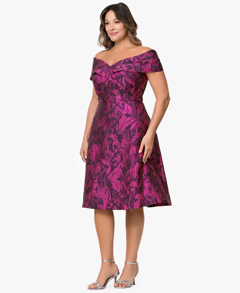 Xscape Plus Off-The-Shoulder Midi Dress