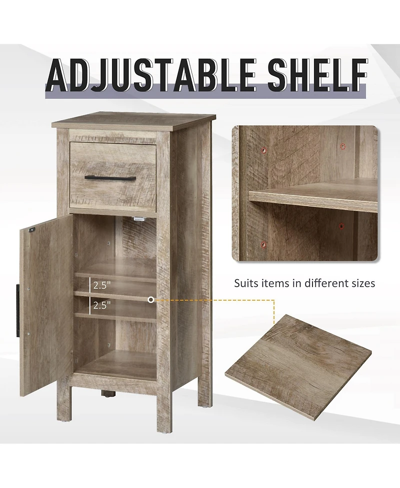Kleankin Bathroom Floor Cabinet Storage Cupboard with Drawer & Adjustable Shelf