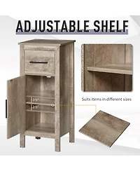 Kleankin Bathroom Floor Cabinet Storage Cupboard with Drawer & Adjustable Shelf