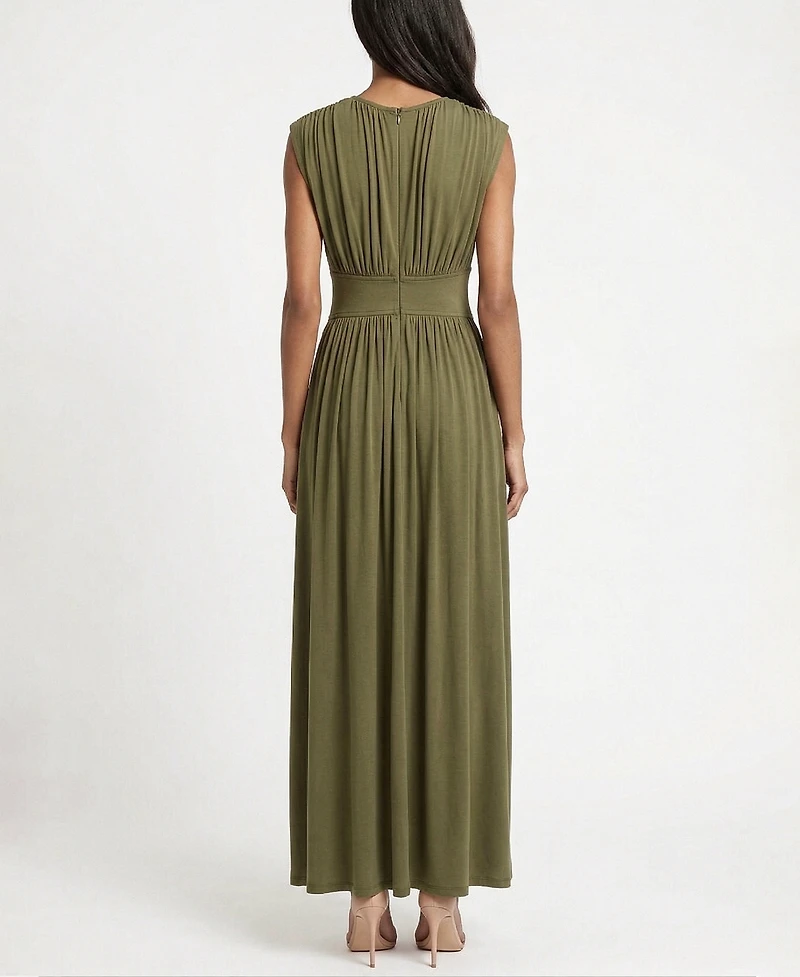 Taylor Women's Cinched Waist Ruched Crewneck Dress