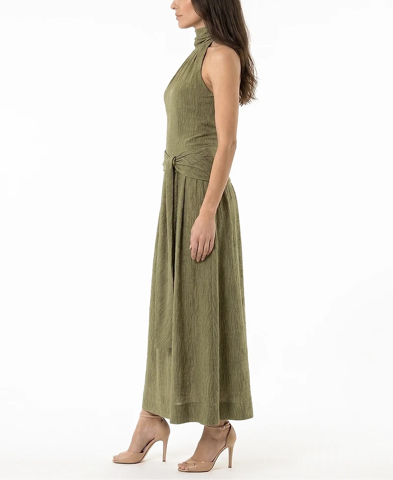 Taylor Women's Textured Drop Waist Halter Neck Dress
