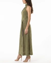 Taylor Women's Textured Drop Waist Halter Neck Dress