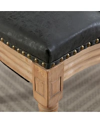 sumyeg French Style Solid Wood Frame Dining Chair with Pu Leather Upholstery and Nailhead Trim Set of 2