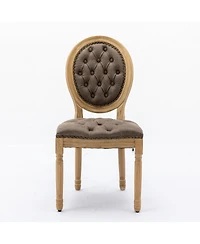 sumyeg French Style Solid Wood Frame Dining Chair with Pu Leather Upholstery and Nailhead Trim Set of 2