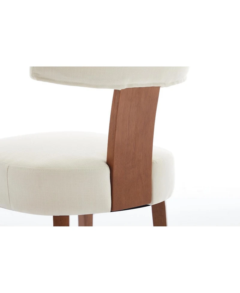 sumyeg Modern Armless Dining Chairs with Linen Fabric Curved Back and Solid Wood Legs Set of 2