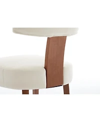 sumyeg Modern Armless Dining Chairs with Linen Fabric Curved Back and Solid Wood Legs Set of 2