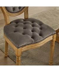 sumyeg French Style Solid Wood Frame Dining Chair with Velvet Upholstery and Nailhead Trim Set of 2
