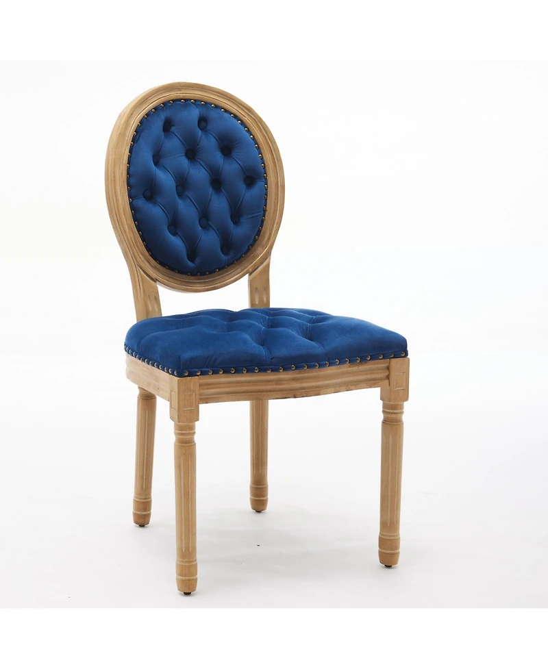 sumyeg French Style Solid Wood Frame Dining Chair with Velvet Upholstery and Nailhead Trim Set of 2