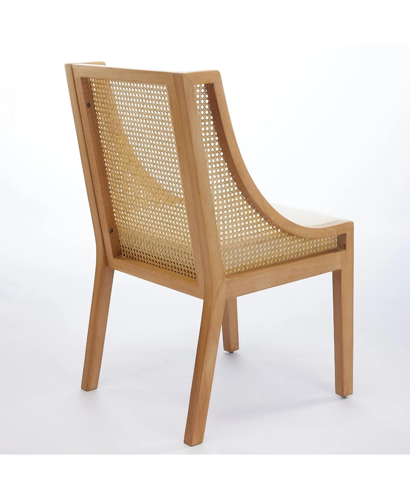 sumyeg Rattan Dining Chair with Solid Wood Frame and Upholstered Seat Single