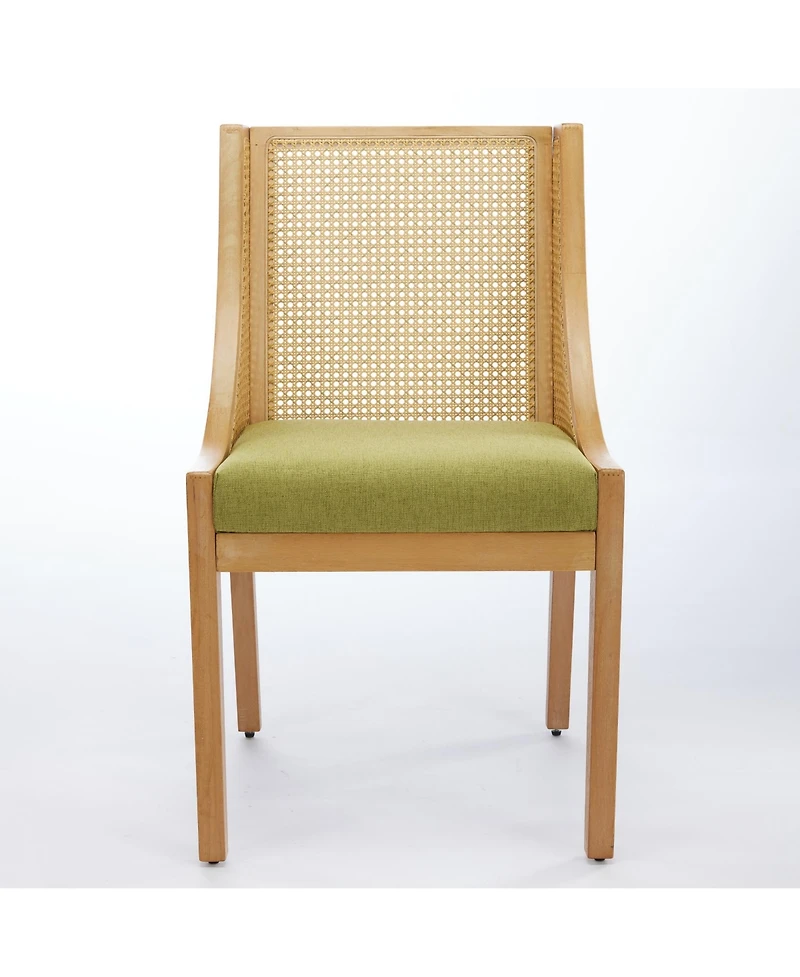 sumyeg Rattan Dining Chair with Solid Wood Frame and Upholstered Seat Single Chair