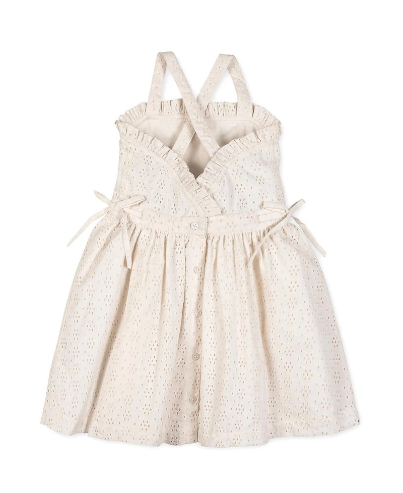 Hope & Henry Toddler Girls and Organic Ruffle Edge Eyelet Apron Dress
