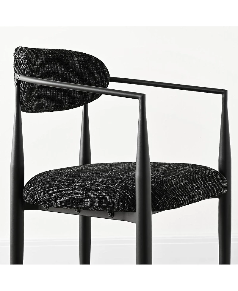 Maison Boucle Wide Upholstered Dining Chairs Set of 2, Metal Legs, Modern Armchair