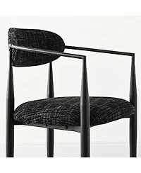 Maison Boucle Wide Upholstered Dining Chairs Set of 2, Metal Legs, Modern Armchair