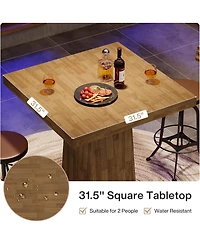 Tribesigns Square Bar Table, 31.5-Inch Small Kitchen Dining Table, Industrial Counter Height Pub Cocktail Furniture Home Bar Unit
