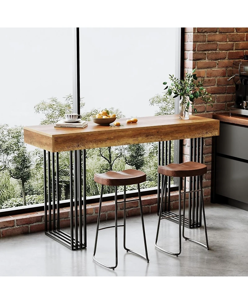 Tribesigns 63" Long Bar Table, 39.37" High Top Pub Table with Metal Frame, Industrial Counter Height Table