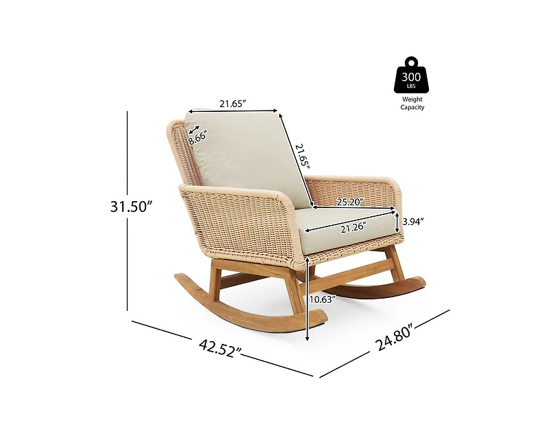 sumyeg Modern Wicker Rocking Chair with Cushions for Indoor and Outdoor (Set of 2)