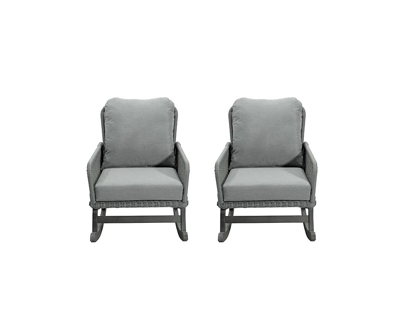 sumyeg Modern Wicker Rocking Chair with Cushions for Indoor and Outdoor (Set of 2)