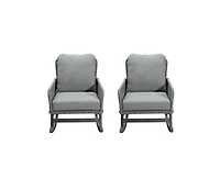 sumyeg Modern Wicker Rocking Chair with Cushions for Indoor and Outdoor (Set of 2)