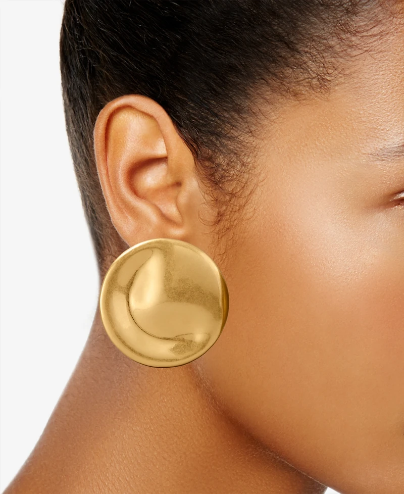 Donna Karan Worn 24k Gold Plated Oversized Wave Stud Earrings