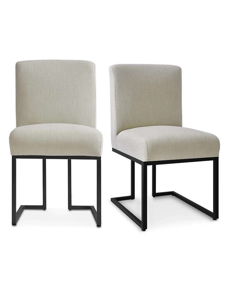 Maison Boucle Upholstered Dining Chairs Set of 2, Lux Fabric, Metal Sled Base