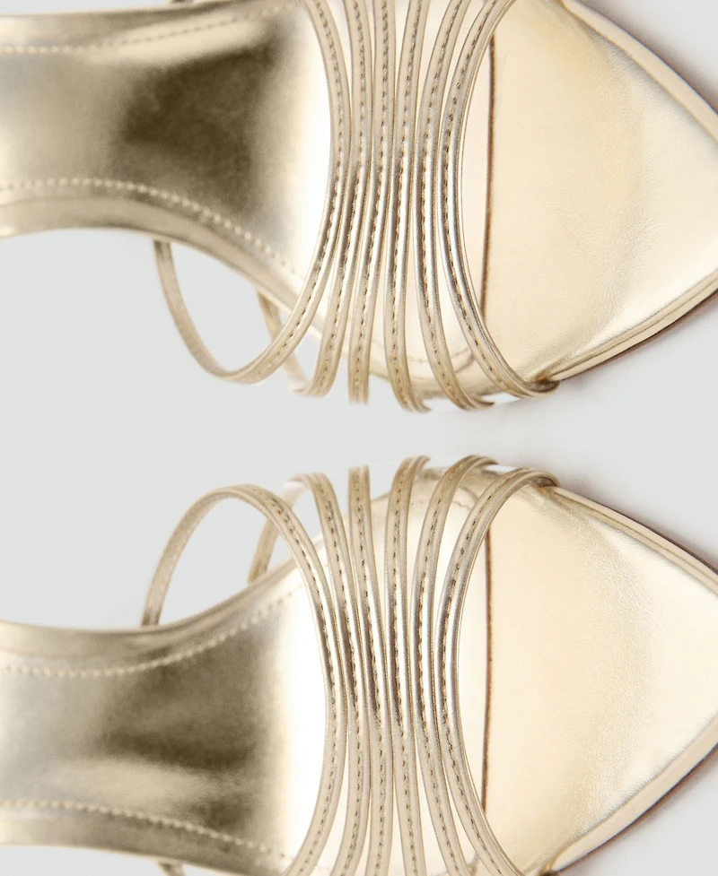 Mango Women's Metallic Strappy Heeled Sandals