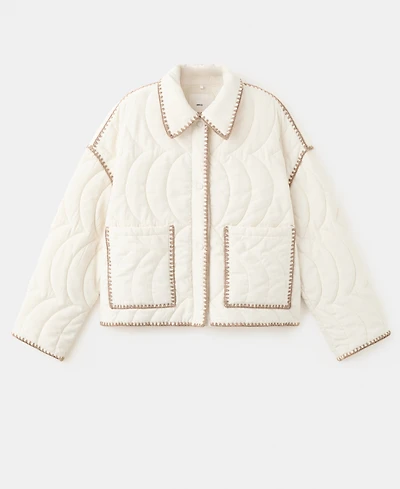 Mango Women's Contrasting Trim Quilted Jacket