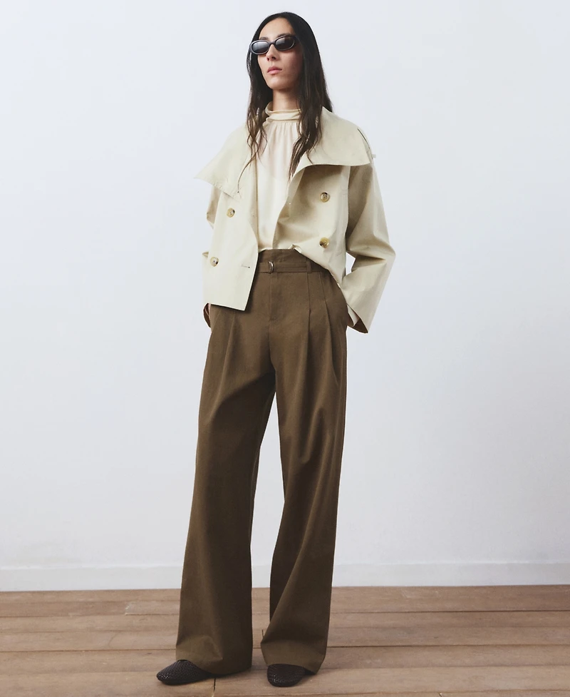 Mango Women's Belt Detail Straight Pants