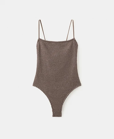 Mango Women's Straps Textured Swimsuit
